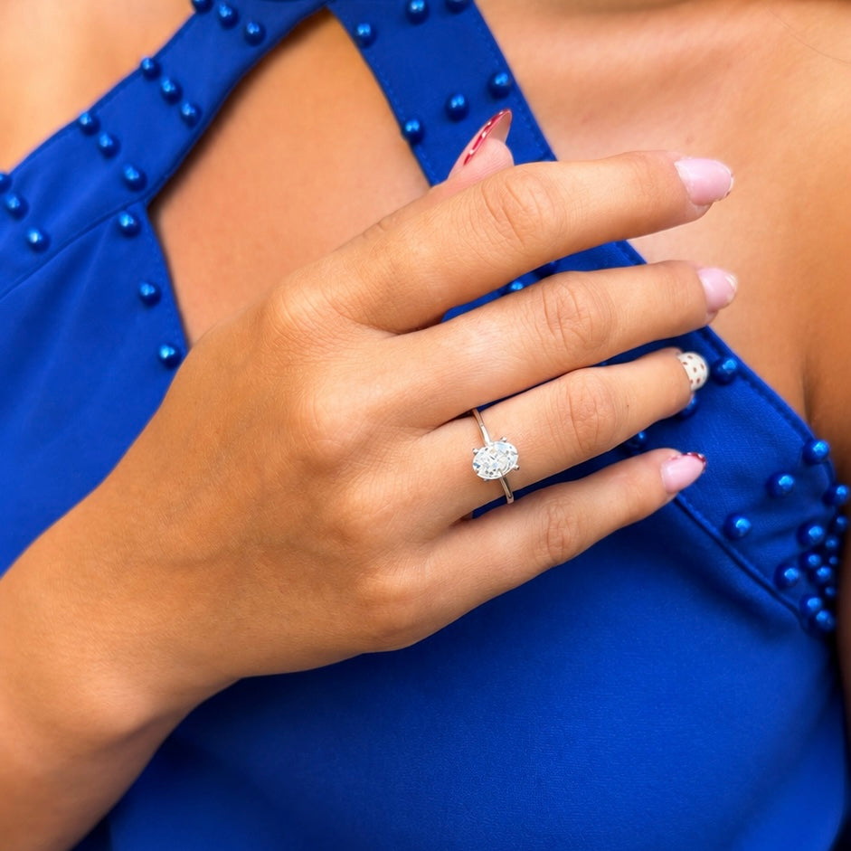 14K 1.5 Karat Mozanit Oval Yüzük
