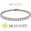 14K Dört mm Mozanit Suyolu Bileklik