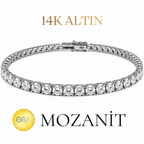 14K Dört mm Mozanit Suyolu Bileklik