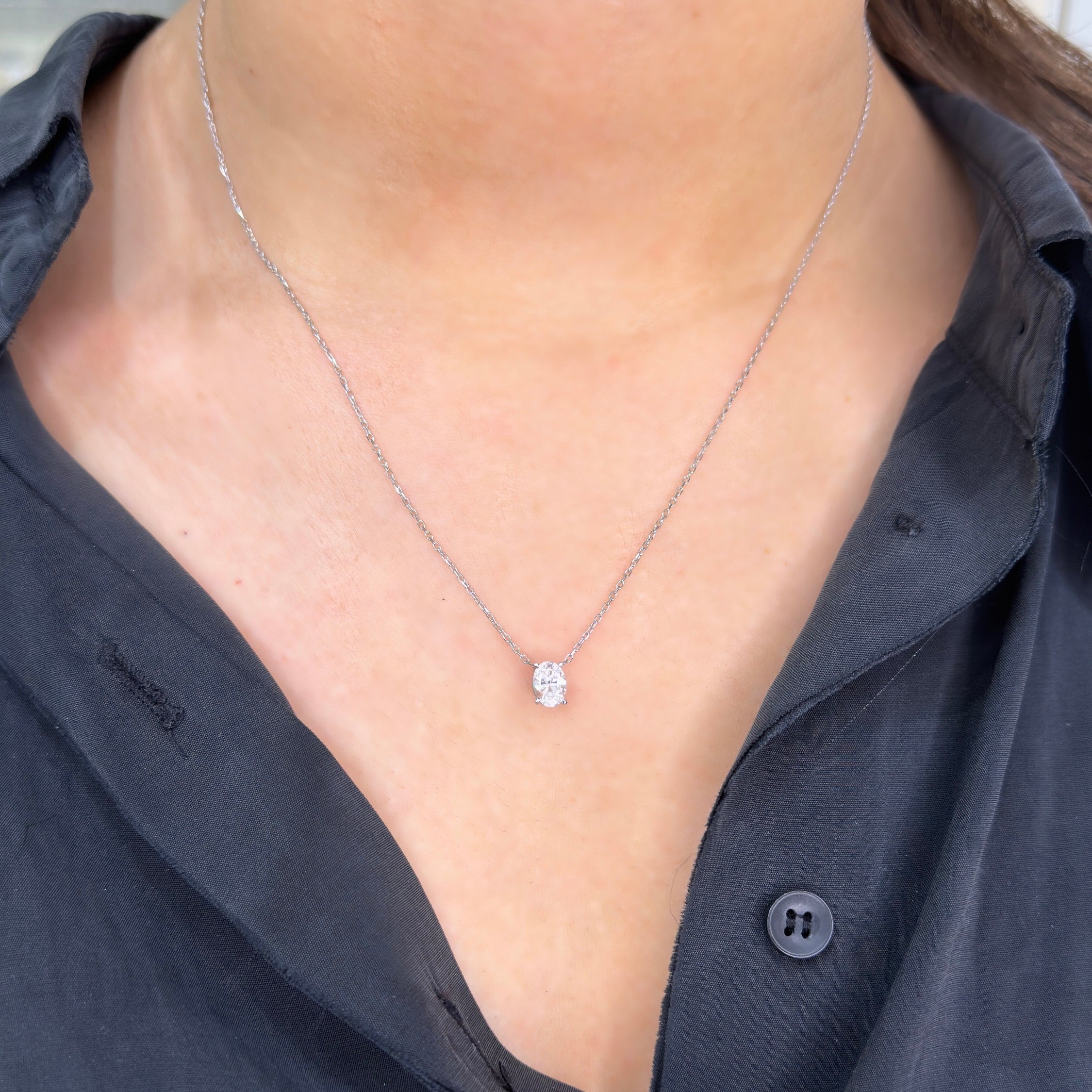 Ein Moissanit-Oval-Halskette mit einem Karat