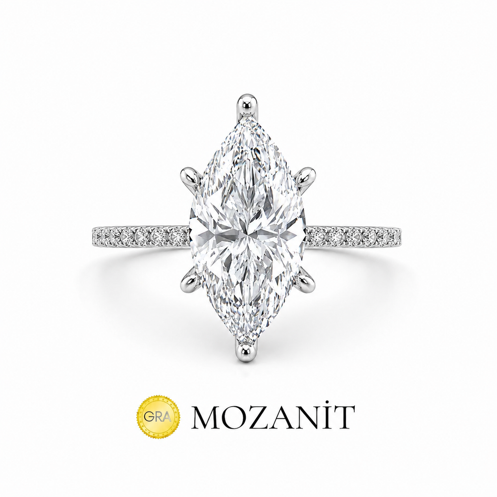 Zwei Karat Moissanit Marquise-Ring