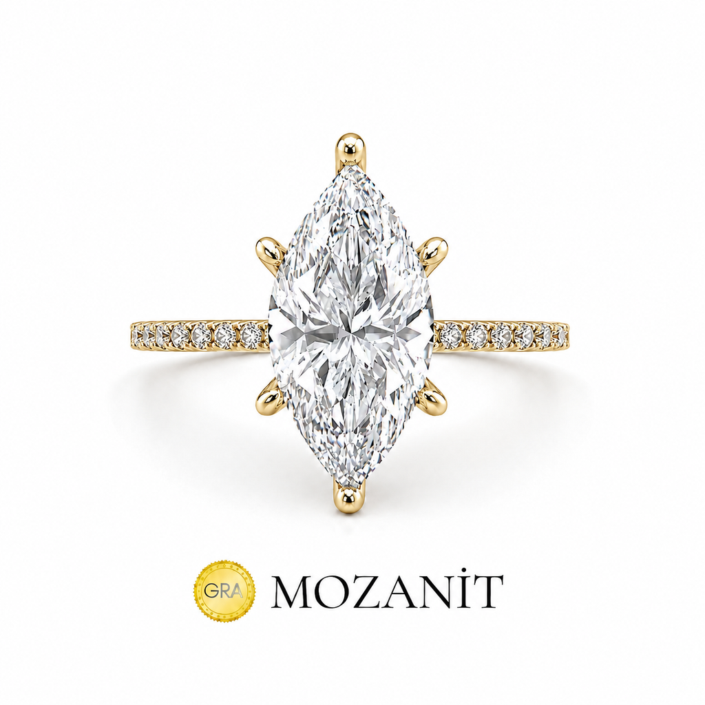 Zwei Karat Moissanit Marquise-Ring