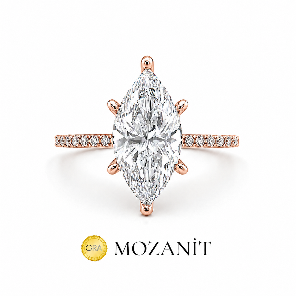 Zwei Karat Moissanit Marquise-Ring