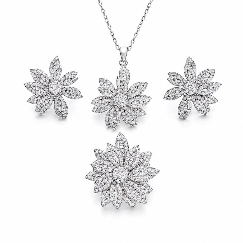 Baget Taşlı Çiçek Set