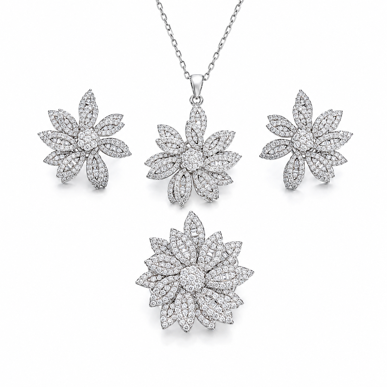 Baget Taşlı Çiçek Set