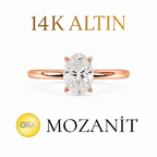 14K Bir Karat Mozanit Oval Yüzük