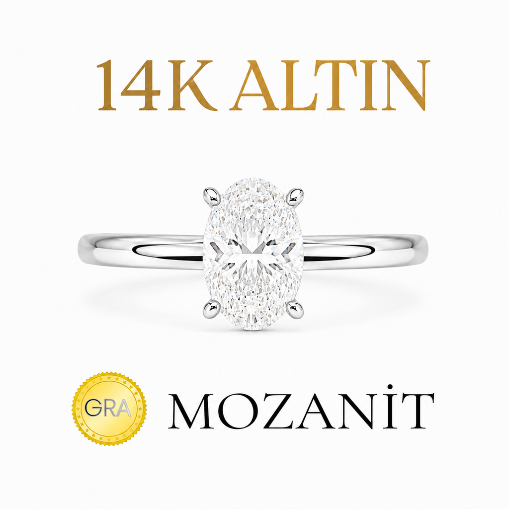 14K 0.75 Karat Moissanit Ovalring