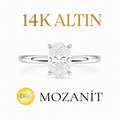 14K Bir Karat Mozanit Oval Yüzük