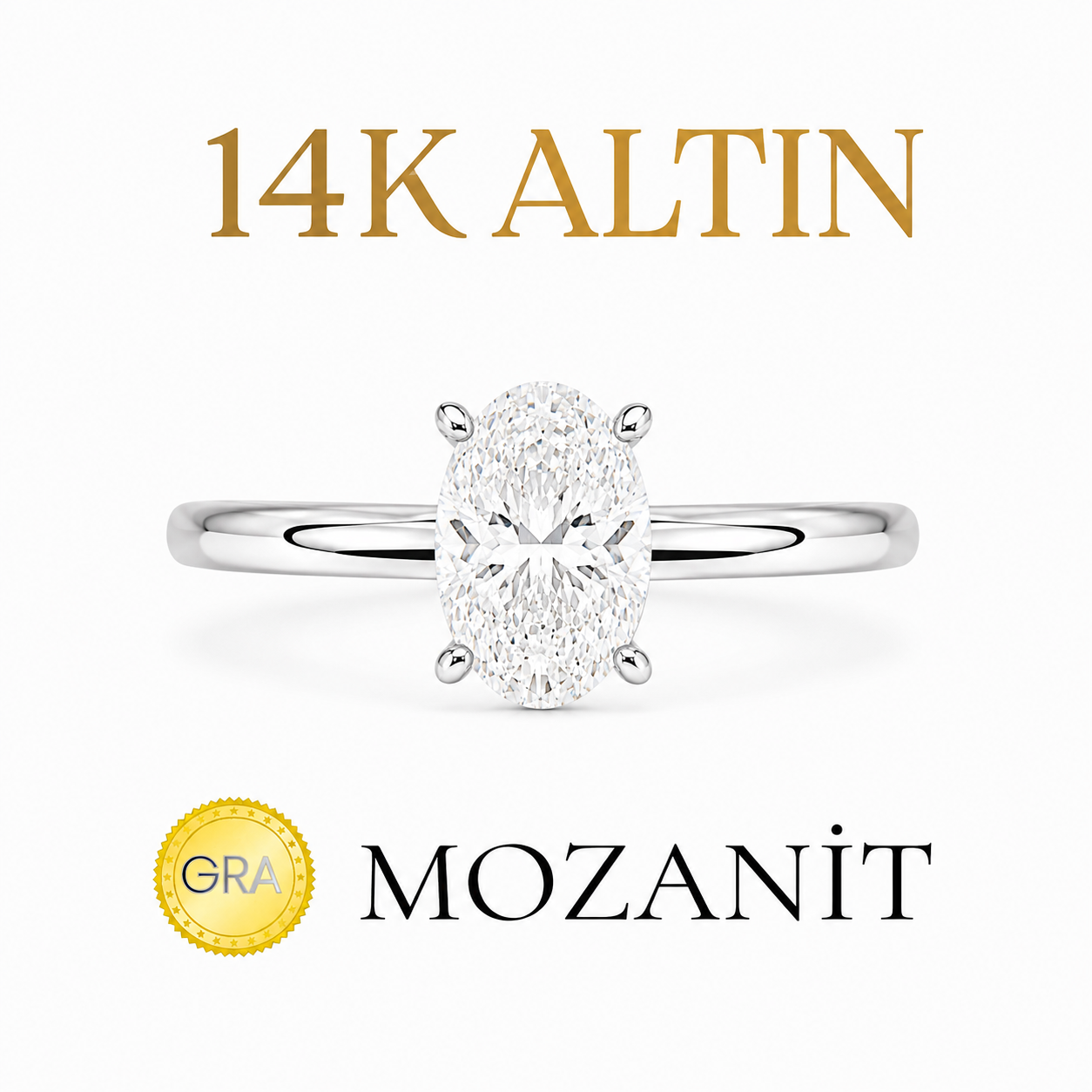 14K 0.75 Karat Moissanit Ovalring