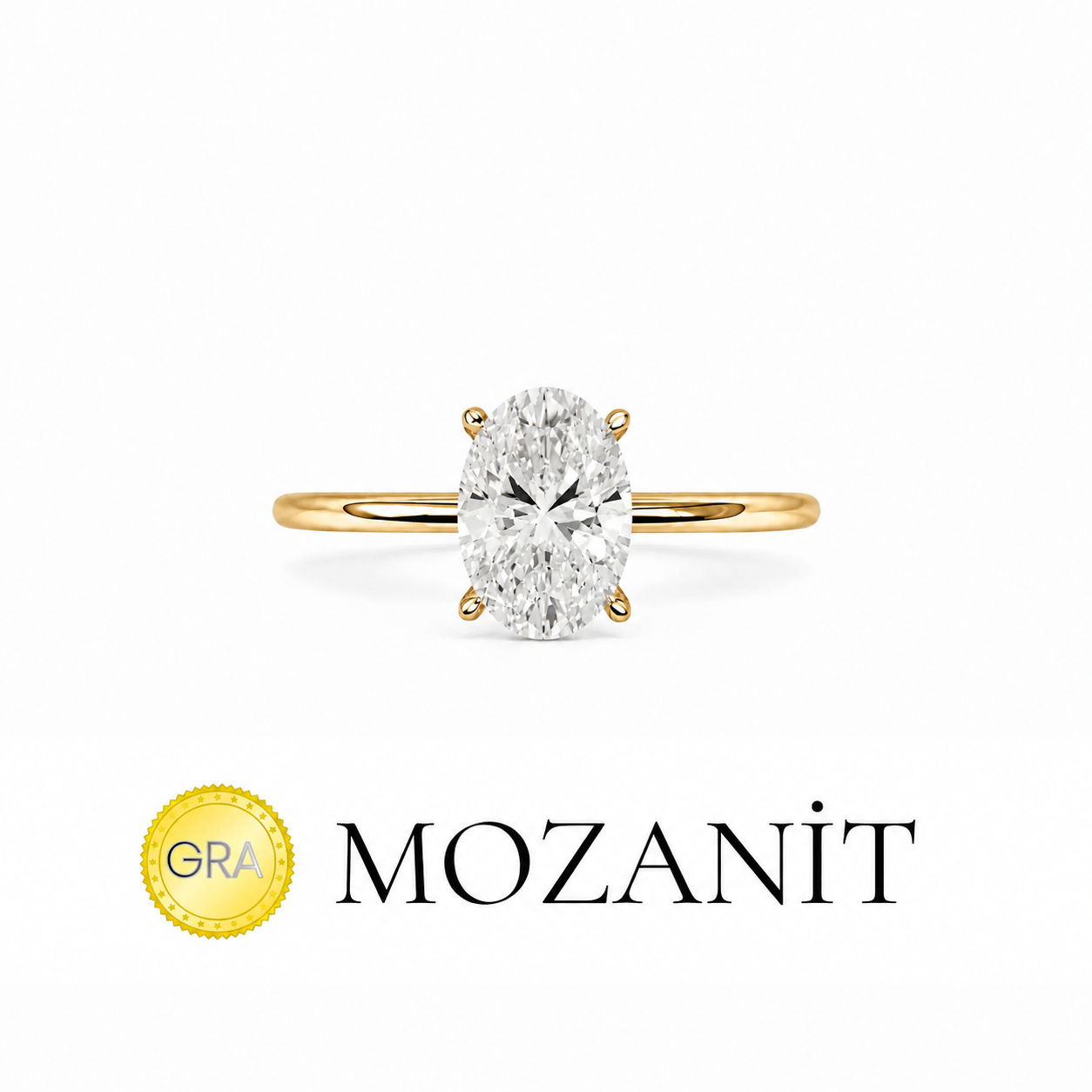 Bir Karat Mozanit Oval Yüzük