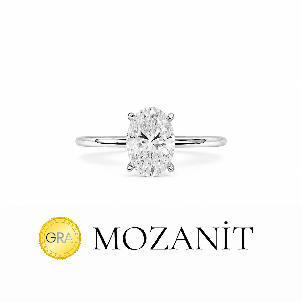 Bir Karat Mozanit Oval Yüzük