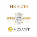 14K İki Karat Burgu Mozanit Oval Yüzük