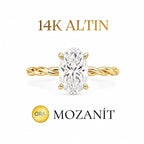 14K İki Karat Burgu Mozanit Oval Yüzük