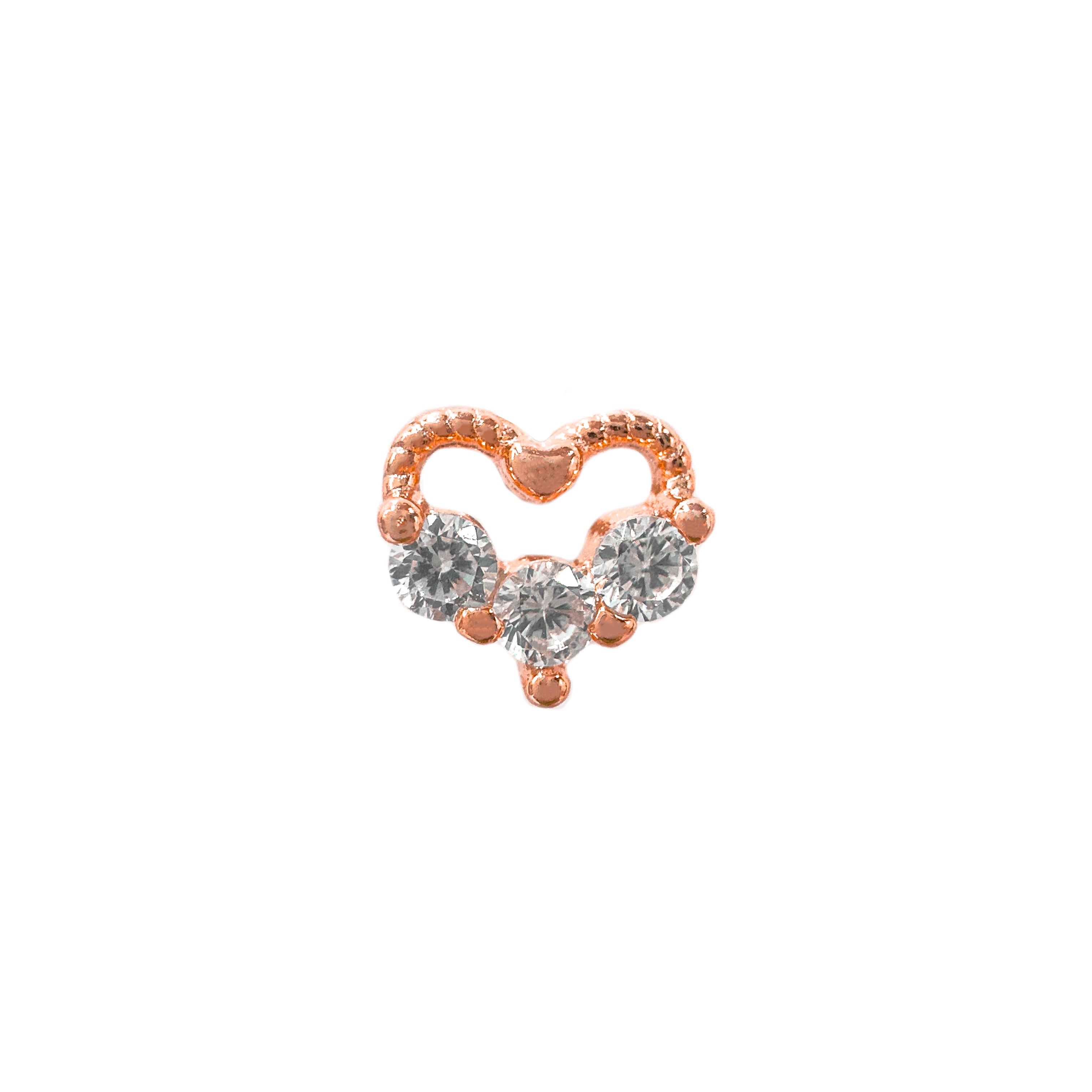 Üç Taşlı Kalp Piercing