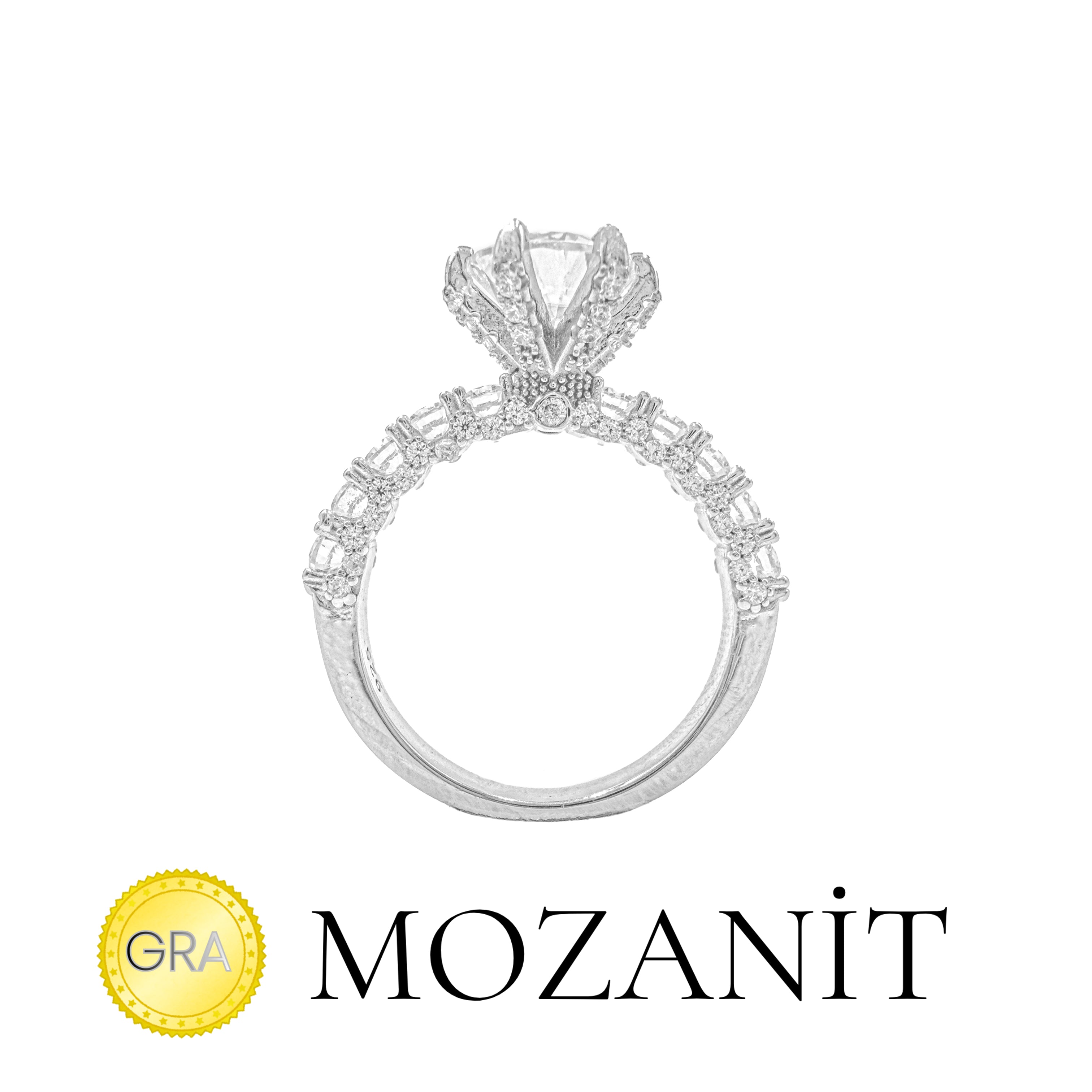 İki Karat Mozanit Tasarım Tektaş Yüzük