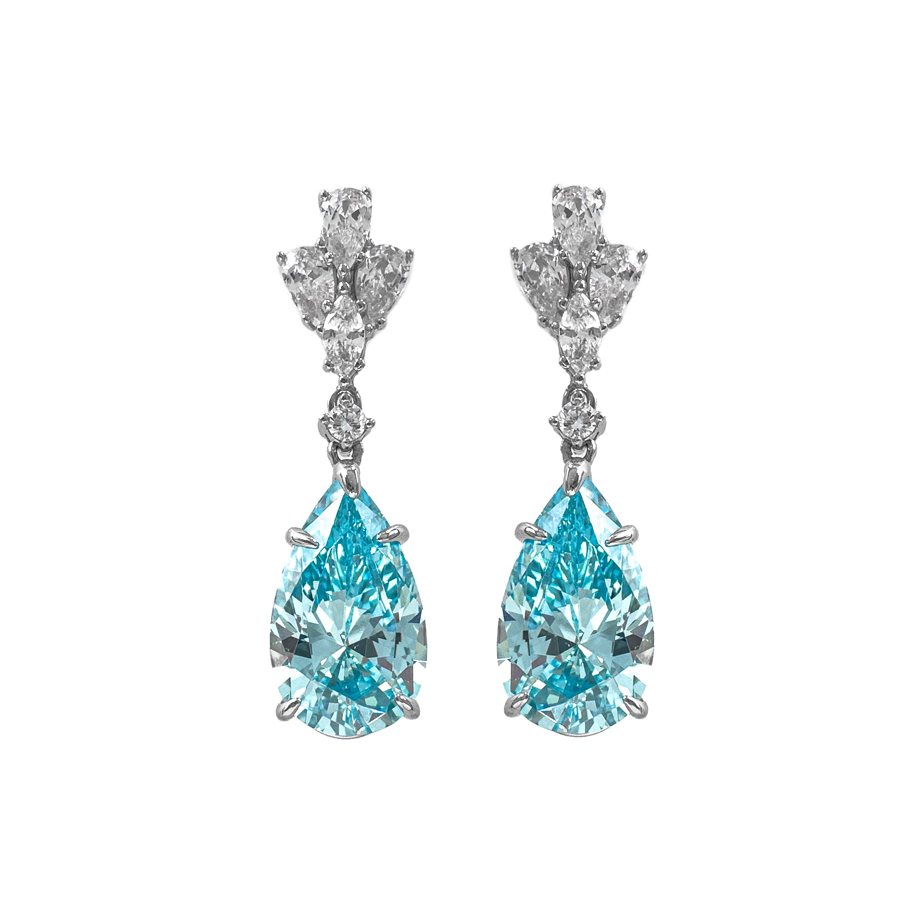 Mavi Taşlı Sallantılı Küpe