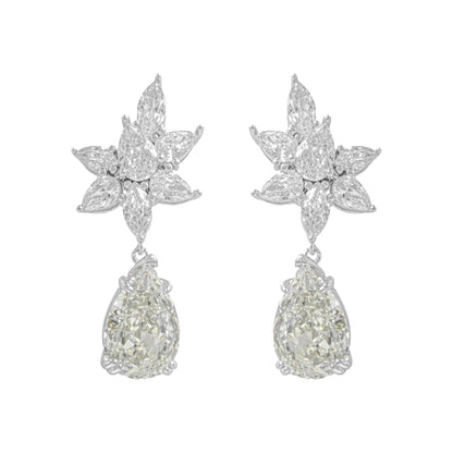 Damla Taşlı Çiçek Model Sallantılı G-Color Küpe