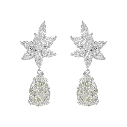 Damla Taşlı Çiçek Model Sallantılı G-Color Küpe