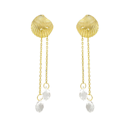 Sea Shell Sallantılı Taşlı Küpe