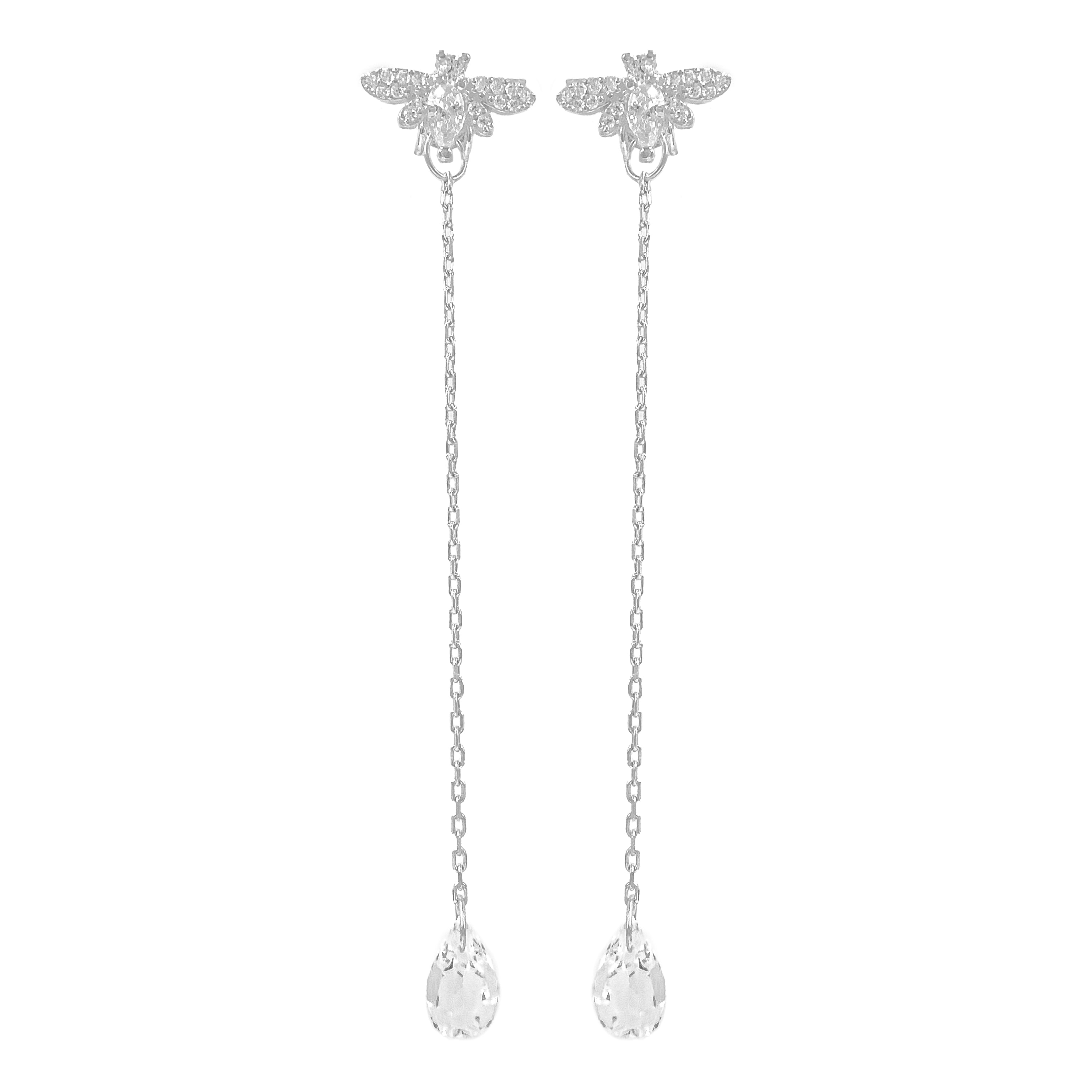 Bee Design Sallantılı Taşlı Küpe