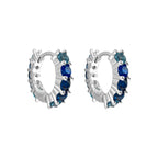 Marineblaue, kleine Ringohrringe mit Wasserfall-Design