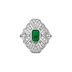 Ring mit farbigem Baguettestein in der Mitte