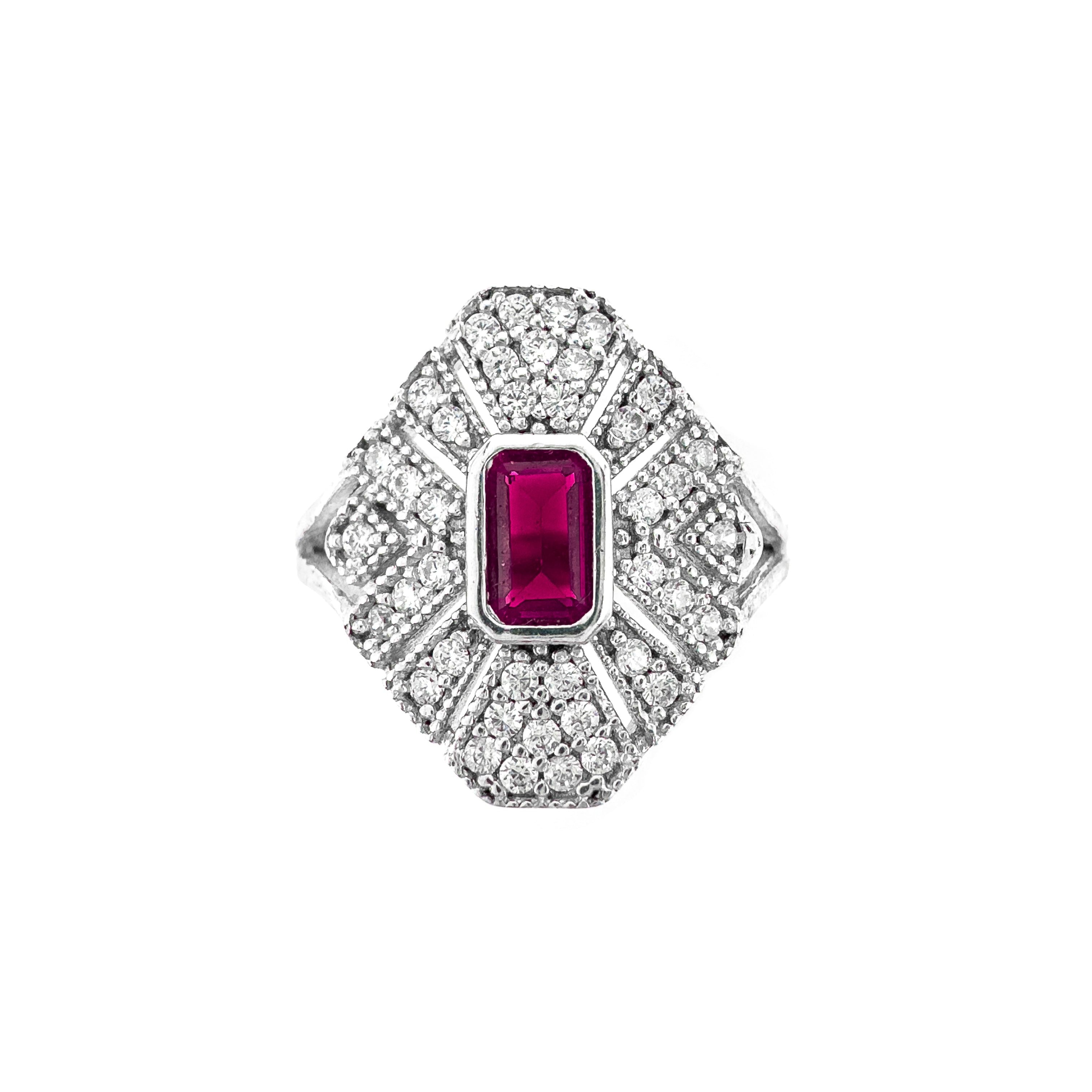 Ortası Renkli Bagetli Taşlı Yüzük