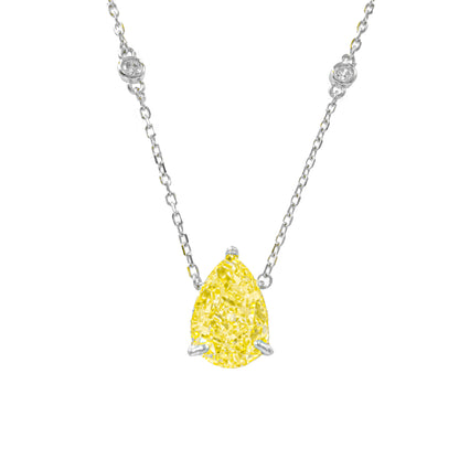 Sarı Ice Cut Taşlı Damla Kesim Kolye