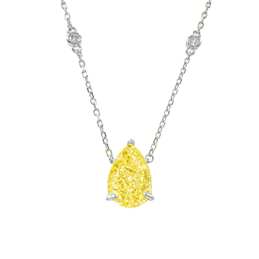 Sarı Ice Cut Taşlı Damla Kesim Kolye