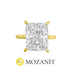 Radiant Moissanite Solitaire Ring with Gemstone Setting