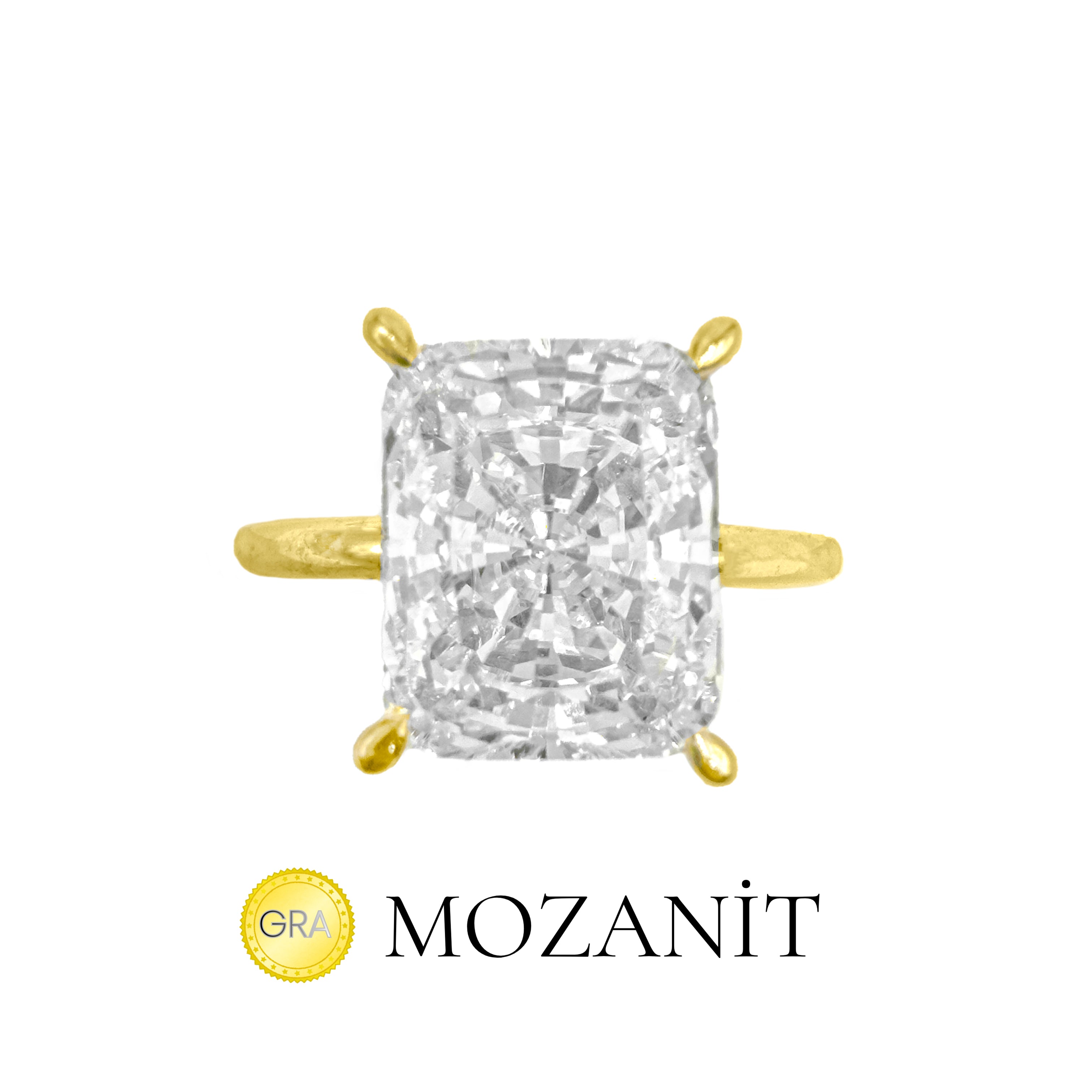 Radiant Moissanite Solitaire Ring with Gemstone Setting