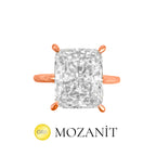 Radiant Moissanite Solitaire Ring with Gemstone Setting