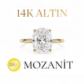 14K Oval Moissanit-Ring, drei Karat