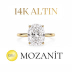 14K Oval Moissanit-Ring, drei Karat