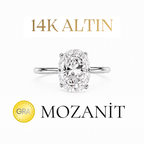 14K Oval Moissanit-Ring, drei Karat