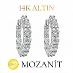 14K Mozanit Orta Boy Halka Küpe