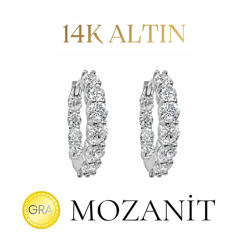14K Mozanit Küçük Boy Halka Küpe