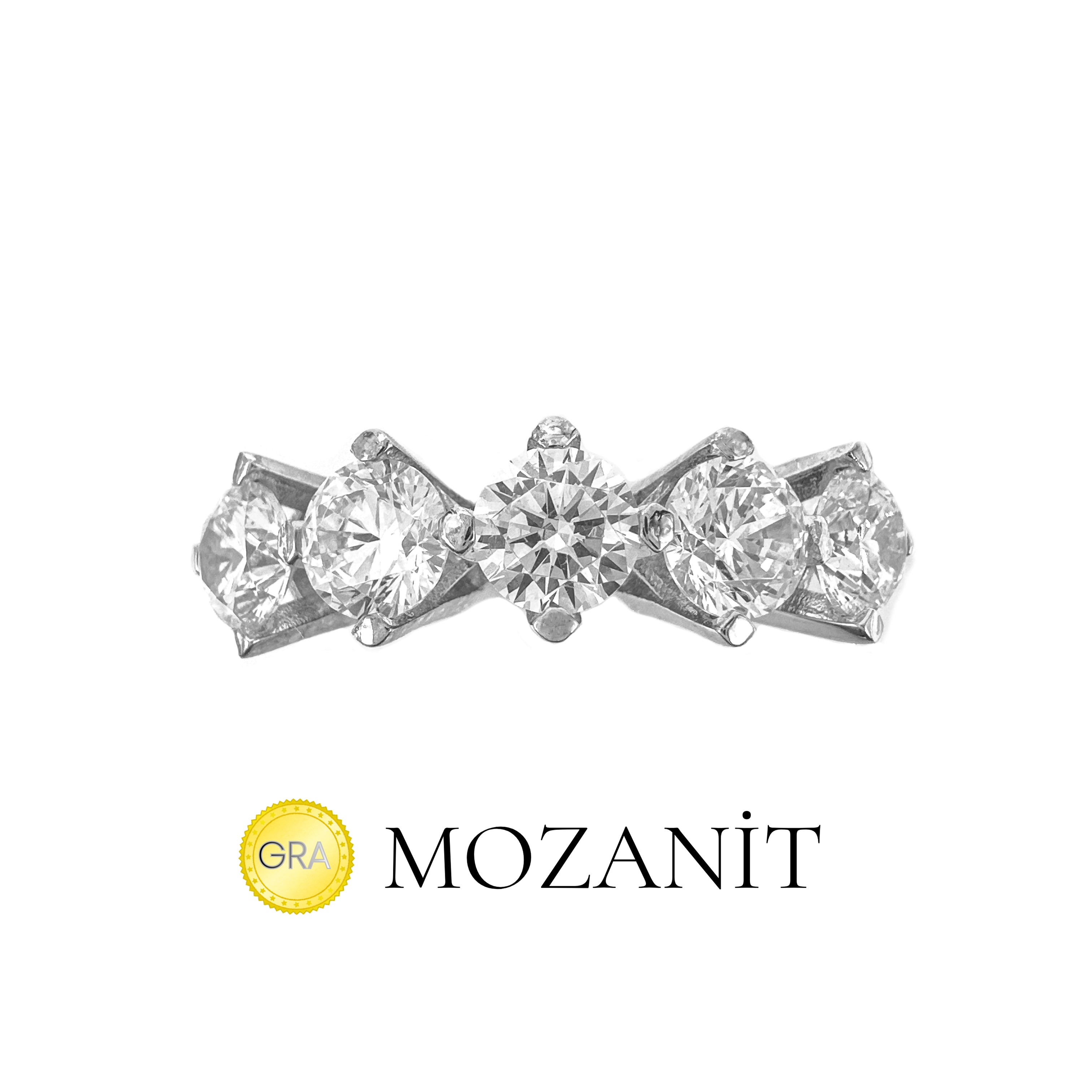 Üç Karat Mozanit Beştaş Yüzük