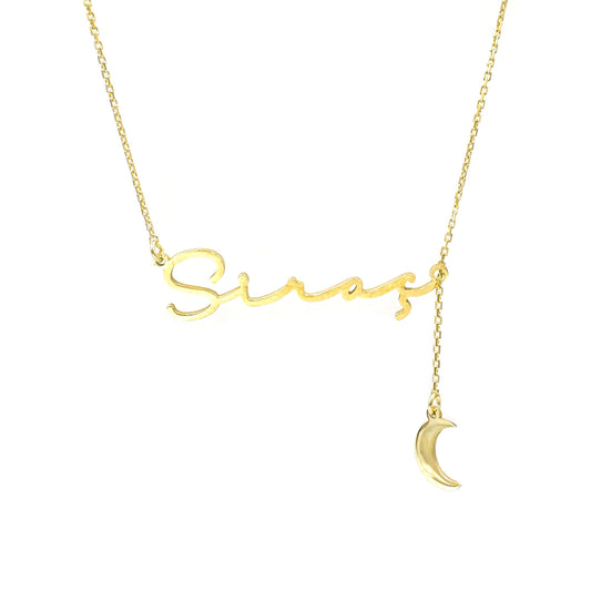 Personalized Name Moon Necklace