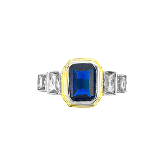 Blauer Baguette-Ring