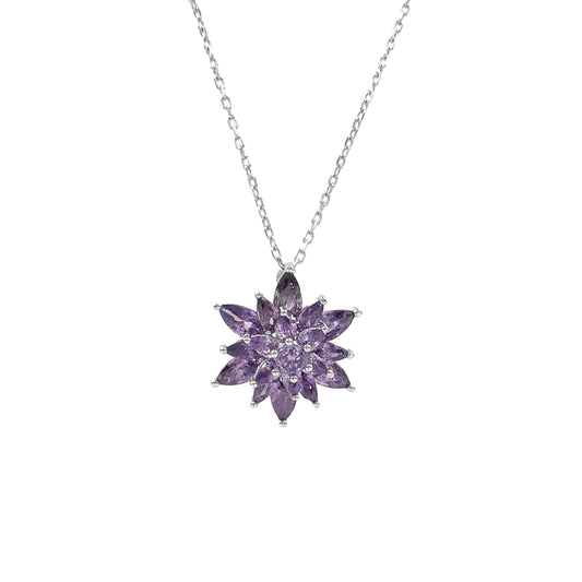 Renkli Taşlı Lotus Kolye