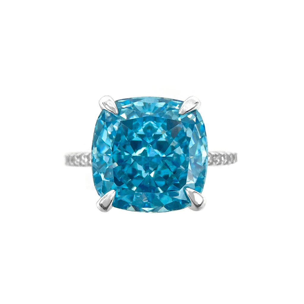 Kare Mavi Taşlı Ice Cut Yüzük