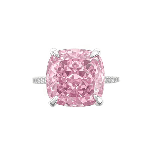 Pembe Kare Taşlı Ice Cut Yüzük