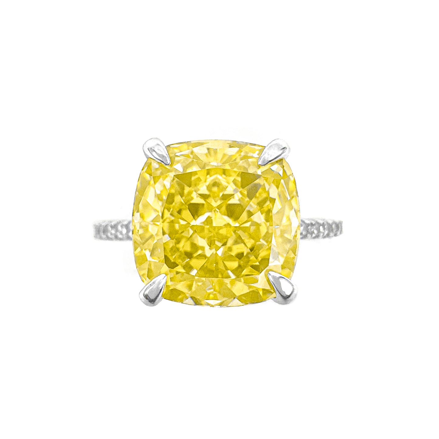 Sarı Kare Taşlı Ice Cut Yüzük