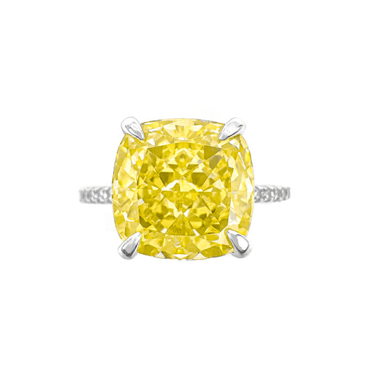 Sarı Kare Taşlı Ice Cut Yüzük