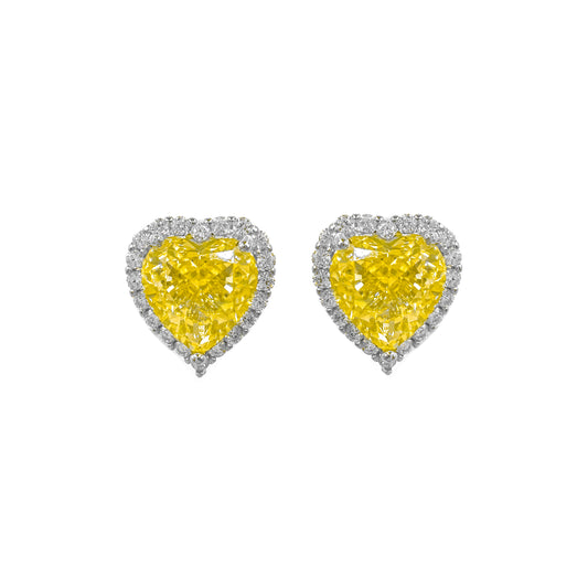 Heart Earrings with Side Stones