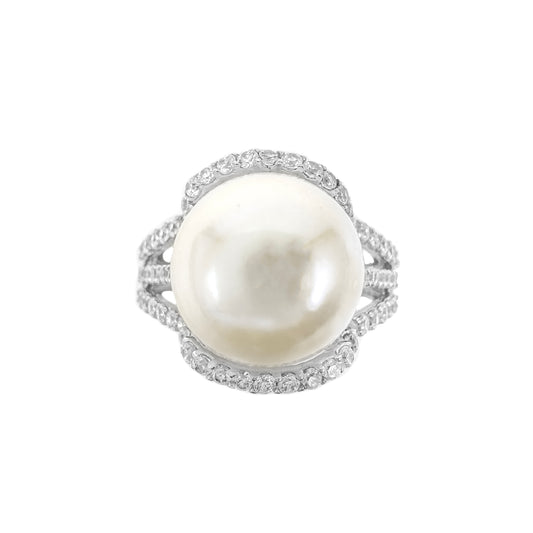 Pearl Ring with Small Stones on the Side