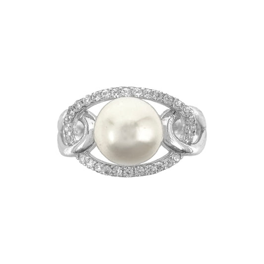 Oval Stone Pearl Ring