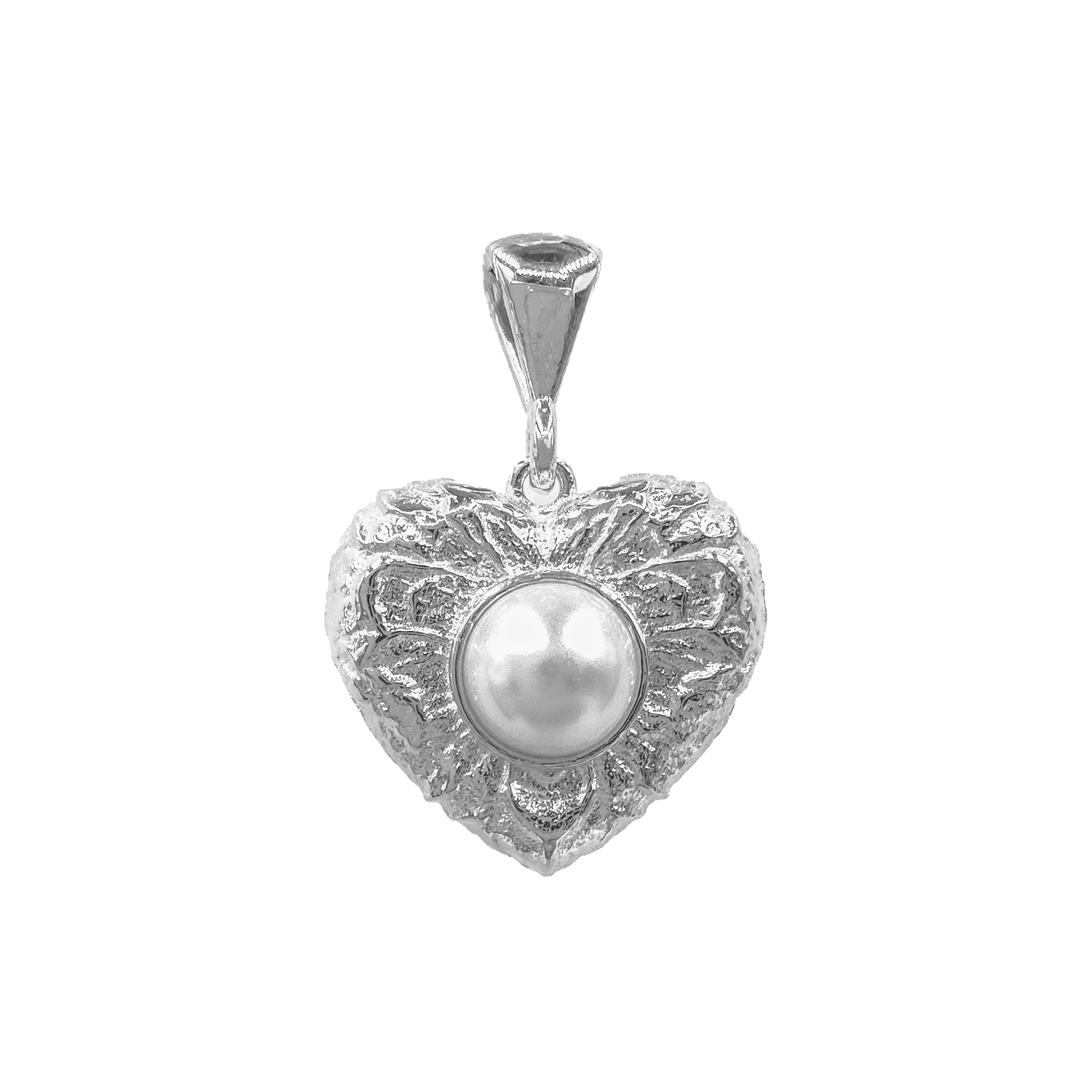 Ortası İncili Kalpli Kolye Ucu