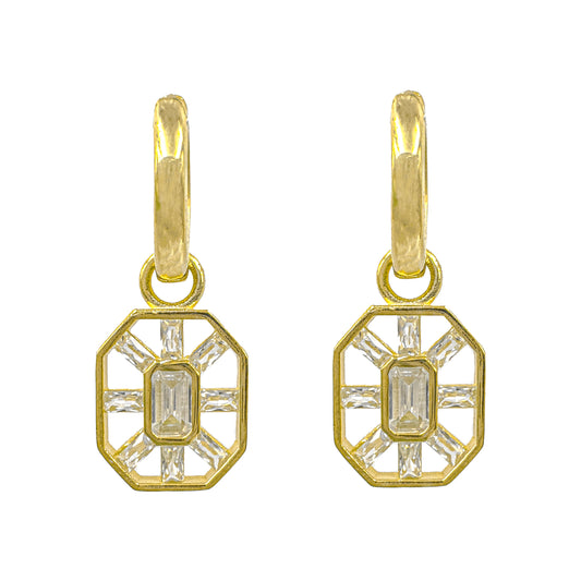 Gala Drop Baguette Stone Earrings